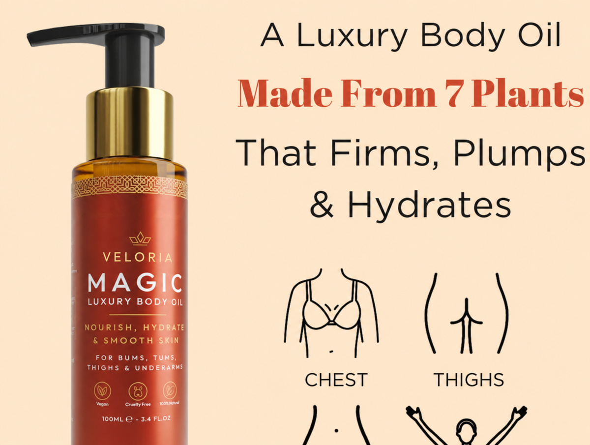 Veloria Firming Body Oil | Perfect for arms, chest, thighs and tums.